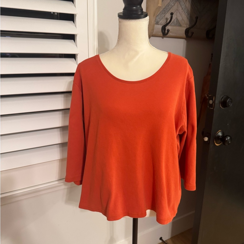CJ Banks Orange 3/4 Sleeve Casual Top